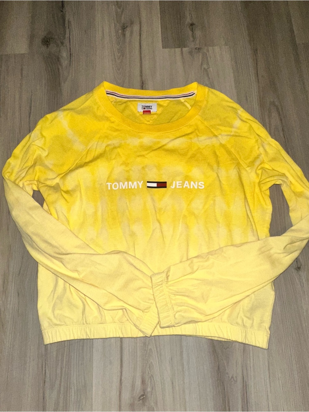 Tommy Jeans Bright Yellow Tie-Dye Logo Crewneck